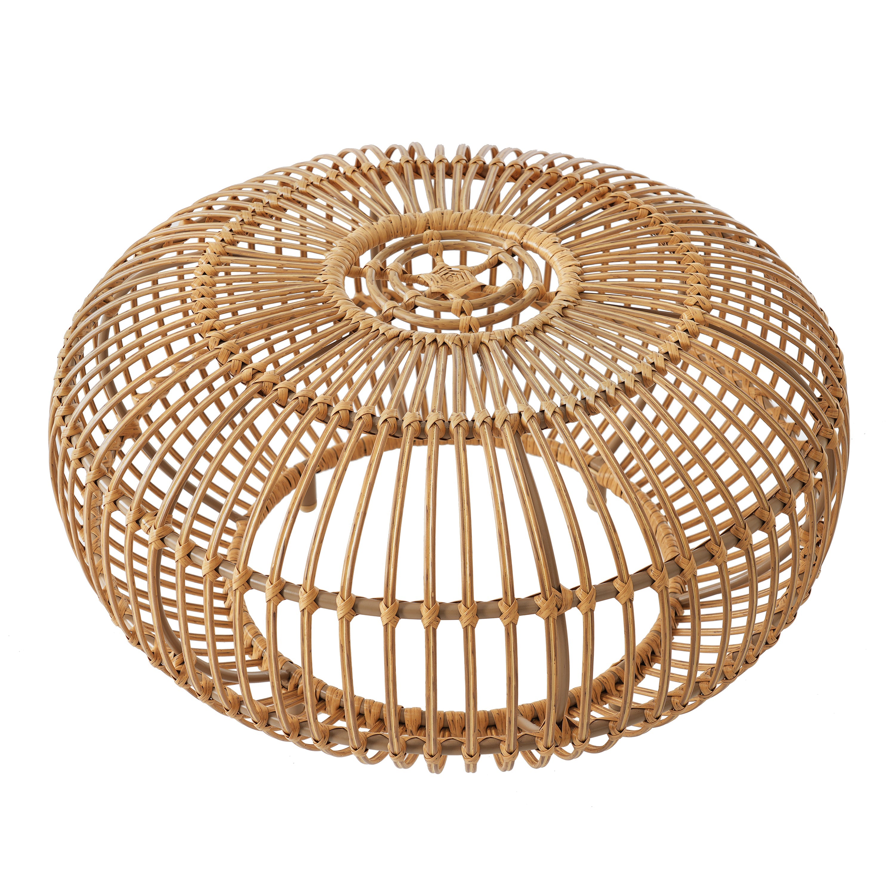 OTTAWA Coffee Table-Bohemian Faux Rattan Weave Accent Table for Indoor Outdoor