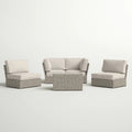 Outdoor Patio Set HDPE Wicker Gray 5 Piece Modular Seats 4