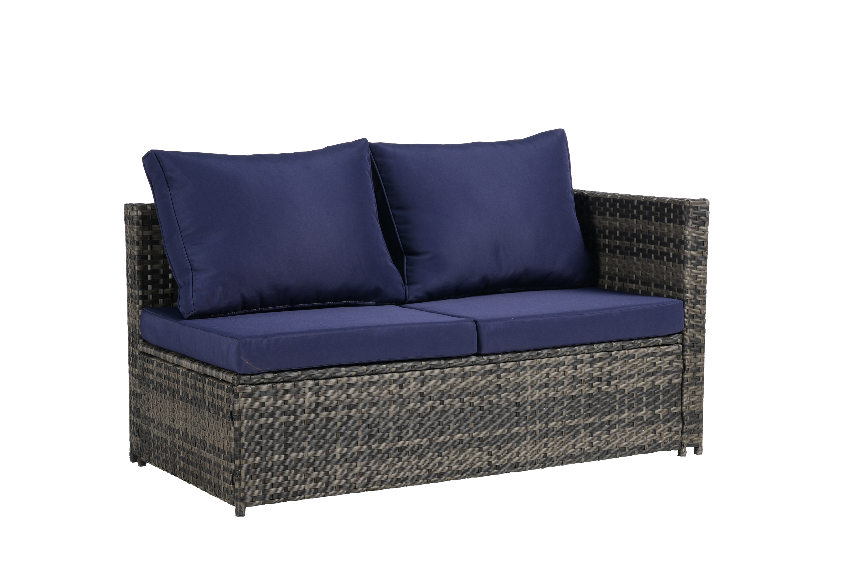 Outdoor Patio Rattan Set 6 Piece Seats 8 Dark Blue
