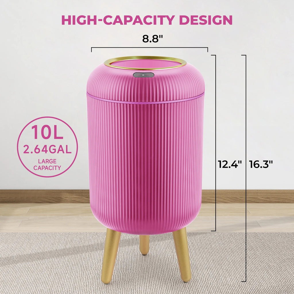 Small Automatic Sensor Garbage Can, Touchless, Waterproof, Pink, for Kitchen or Bathroom