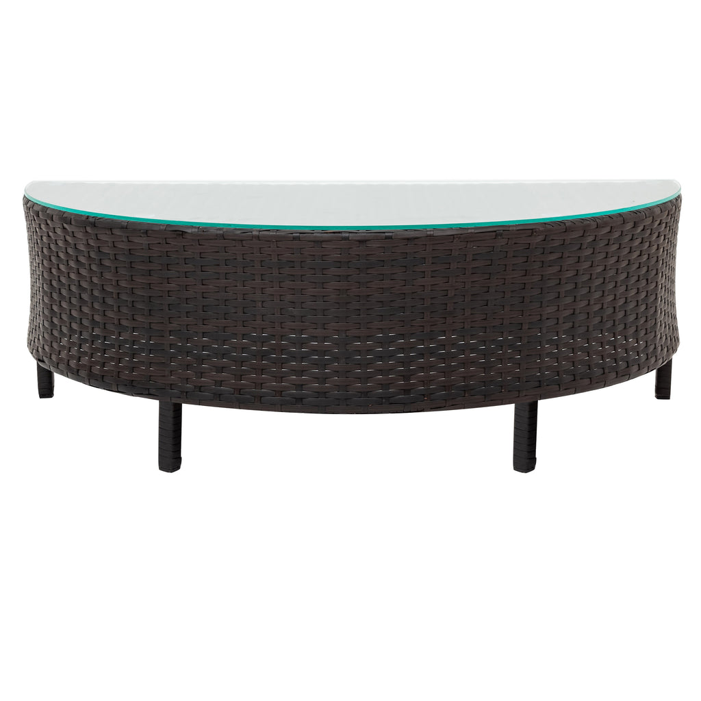 Outdoor Sectional Set PE Rattan Steel Gray Half Moon 5 Piece 350 LB