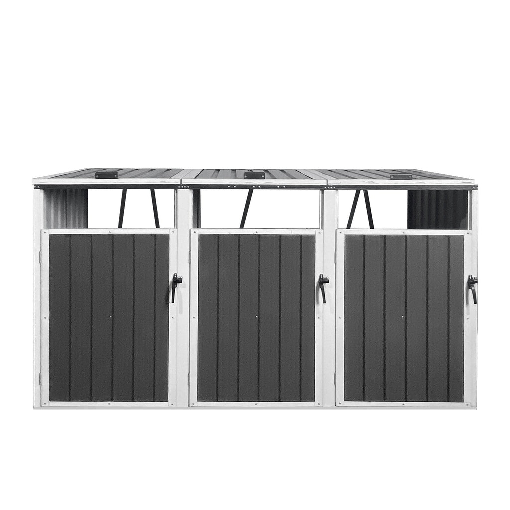 Outdoor Trash Can Shed Galvanized Steel 3 Bin
