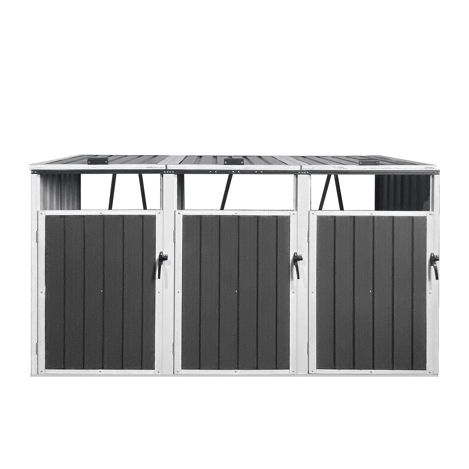 Outdoor Trash Can Shed Galvanized Steel 3 Bin