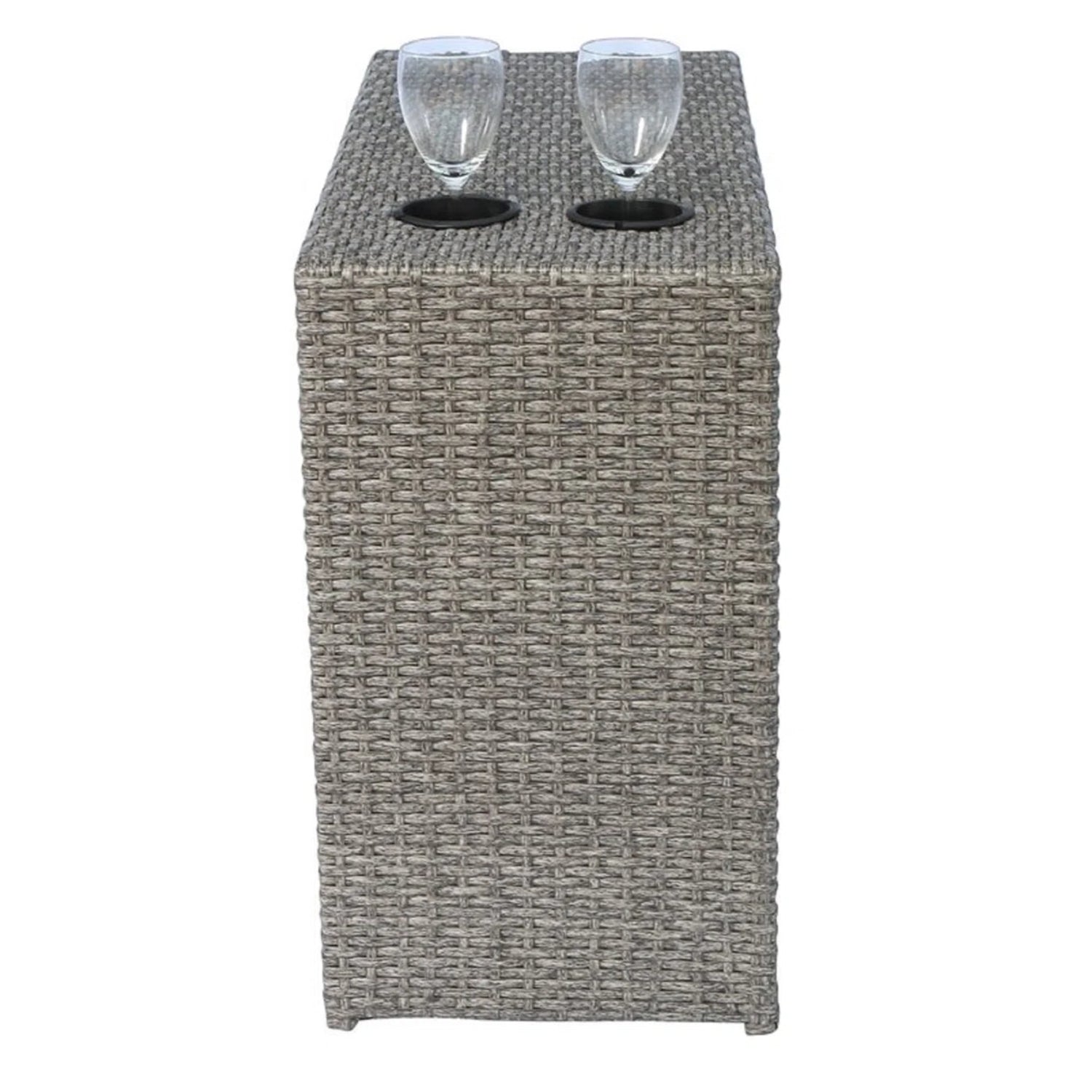 Outdoor Sectional Set HDPE Wicker Aluminum Gray 7 Piece Fully Assembled