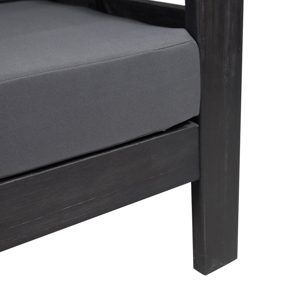 Outdoor Patio Set Acacia Wood Gray 2 Piece Loveseat Coffee Table Cushions
