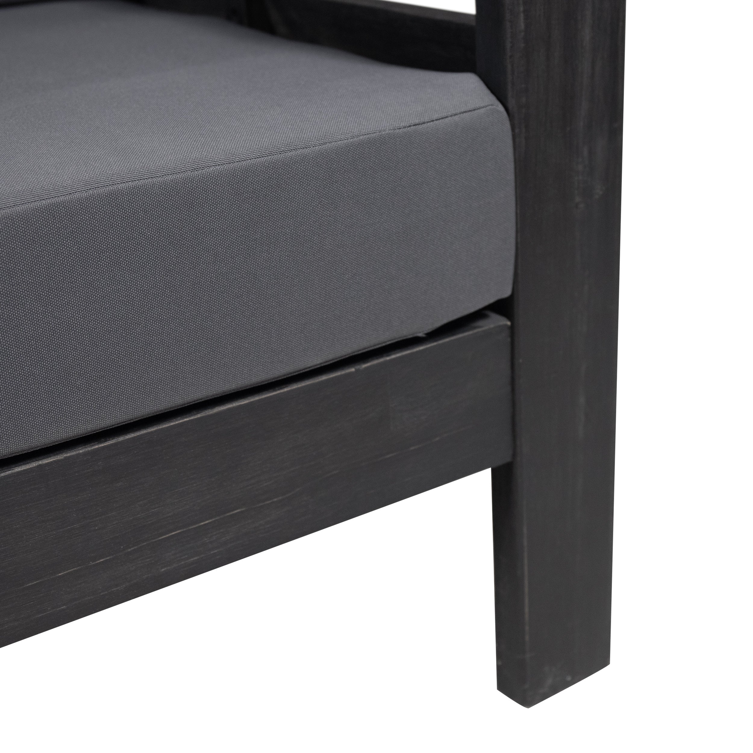 Outdoor Patio Set Acacia Wood Gray 2 Piece Loveseat Coffee Table Cushions