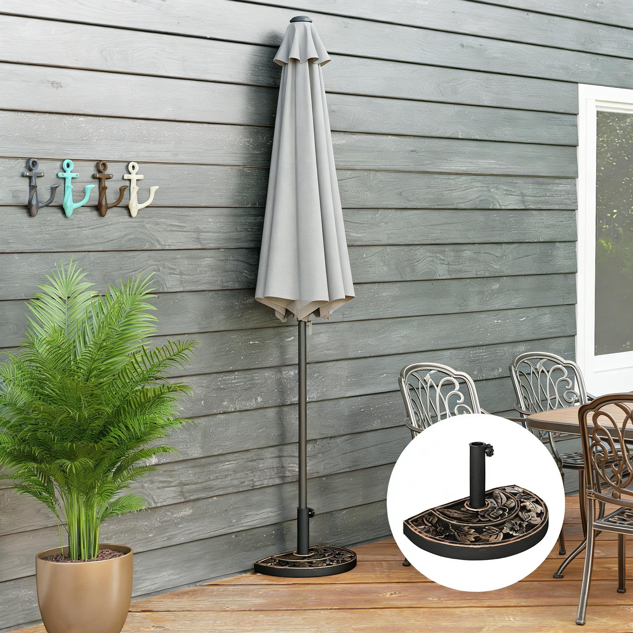 Patio Umbrella Half Round Base Bronze 19.75" x 12.25