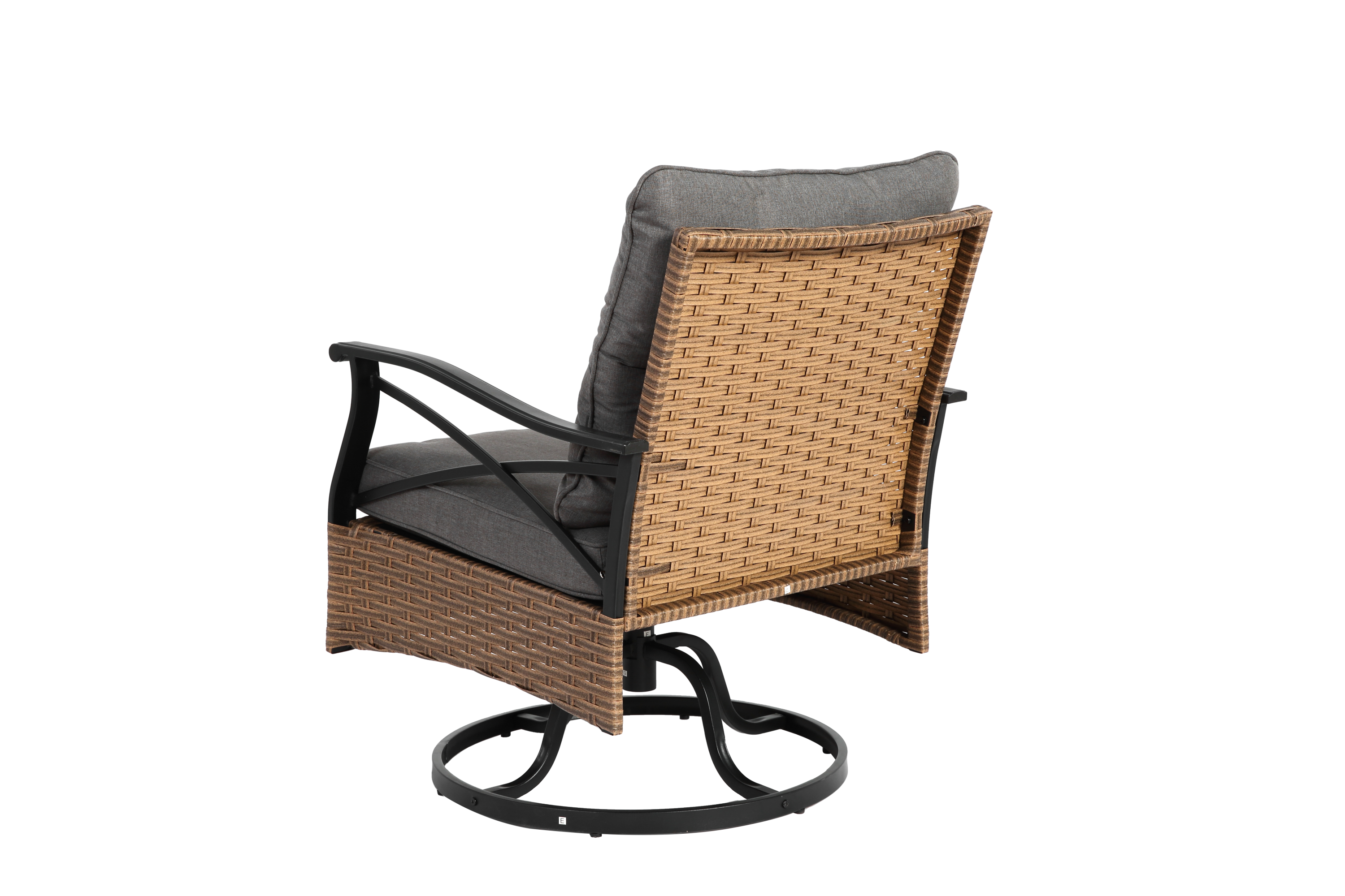 Outdoor Patio Set PE Rattan Steel Brown Swivel Rocker 3 Piece 350 LB