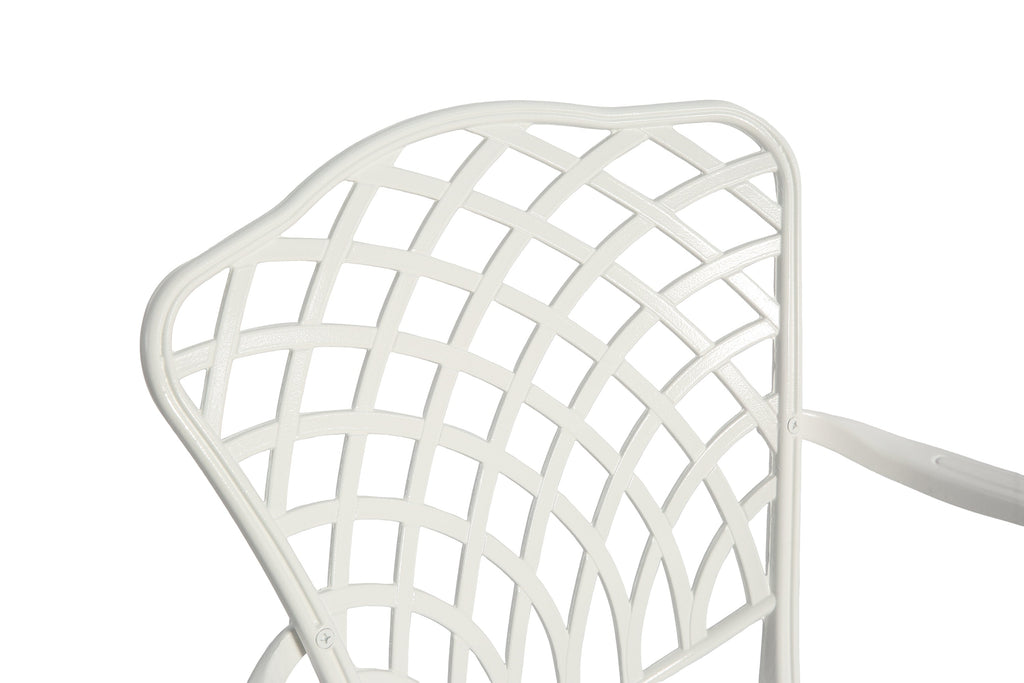Outdoor Bistro Set Cast Aluminum White 3 Piece Umbrella Hole Cushions