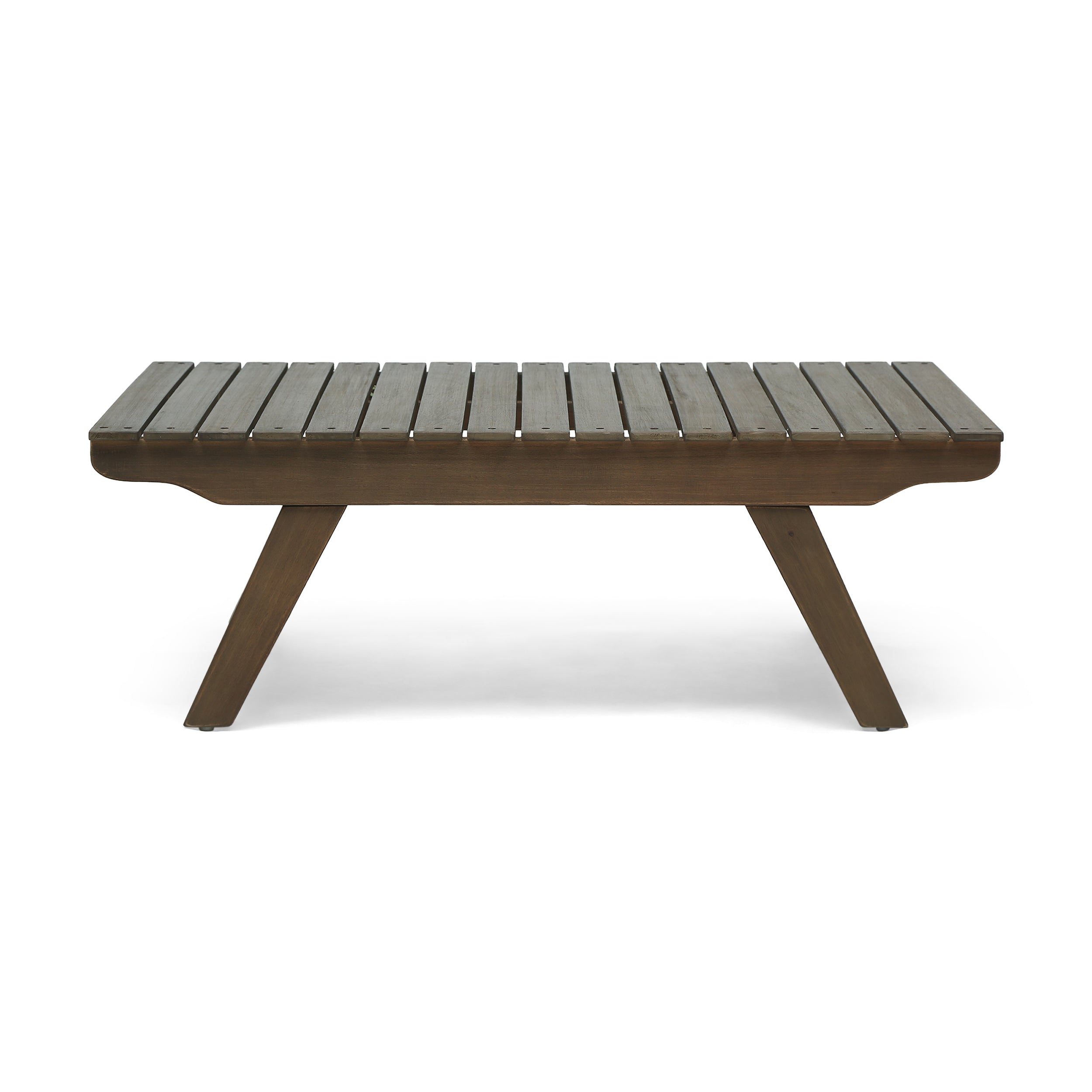 Outdoor Coffee Table Acacia Wood Gray Open Slat Design 37x24x12.5 In
