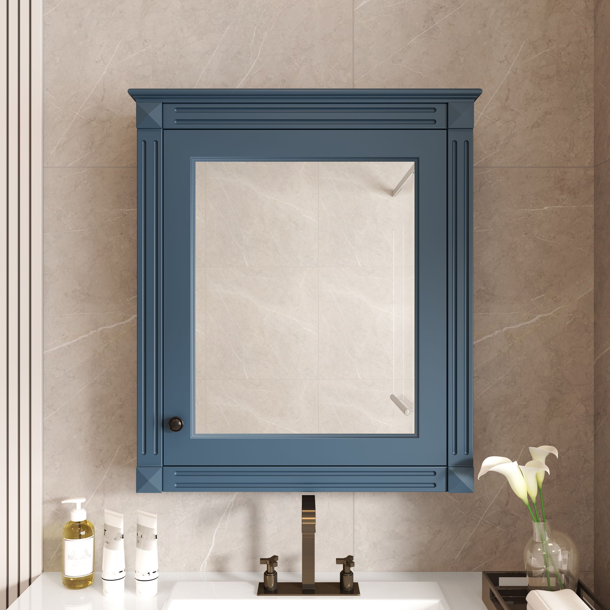 Wall Mounted Bathroom Storage Cabinet With Mirror, Medicine Cabinet With Height Adjustable Shelf