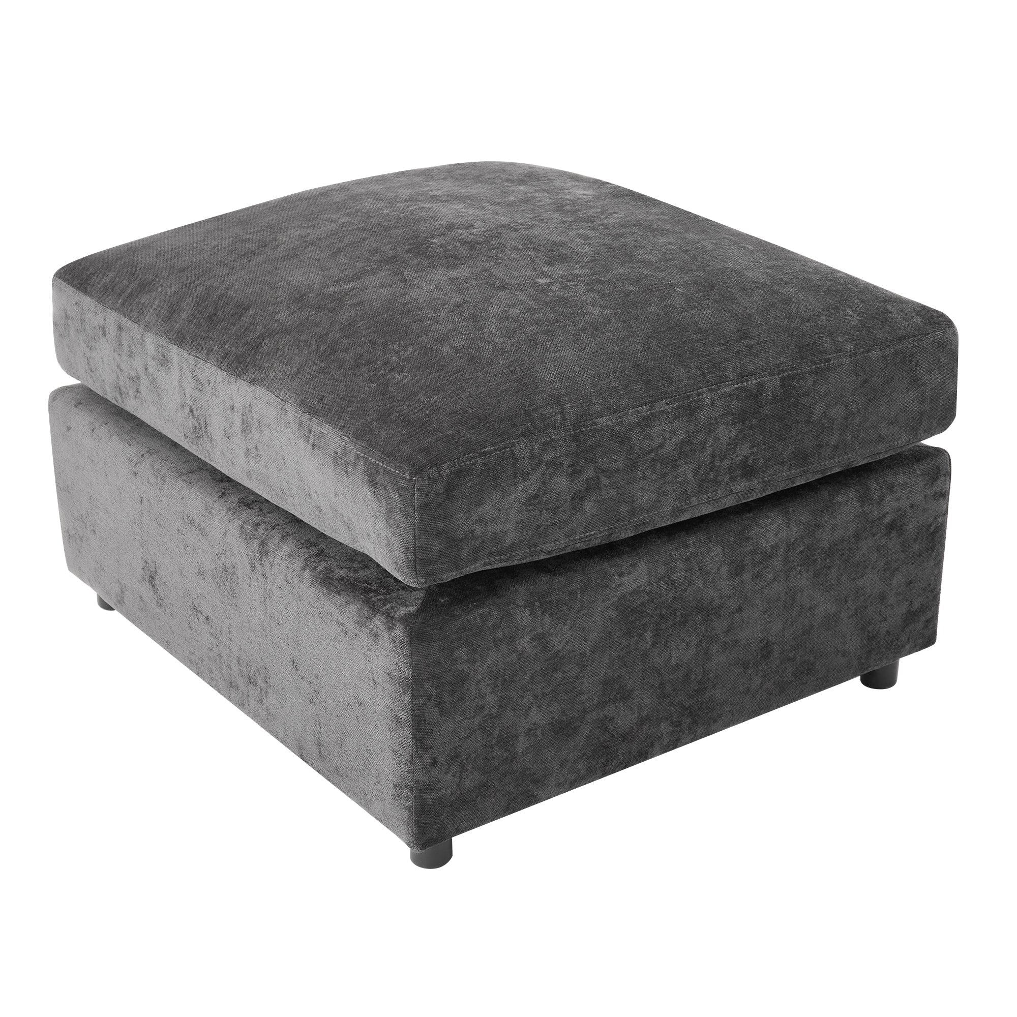 Sectional Sofa U-Shape Modular Chenille Black 5-Seat USB Ports 86.6x61.4 In