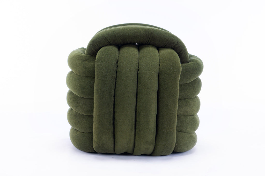 Chenille Knot Design Ottoman Makeup Stool Footstool, Green