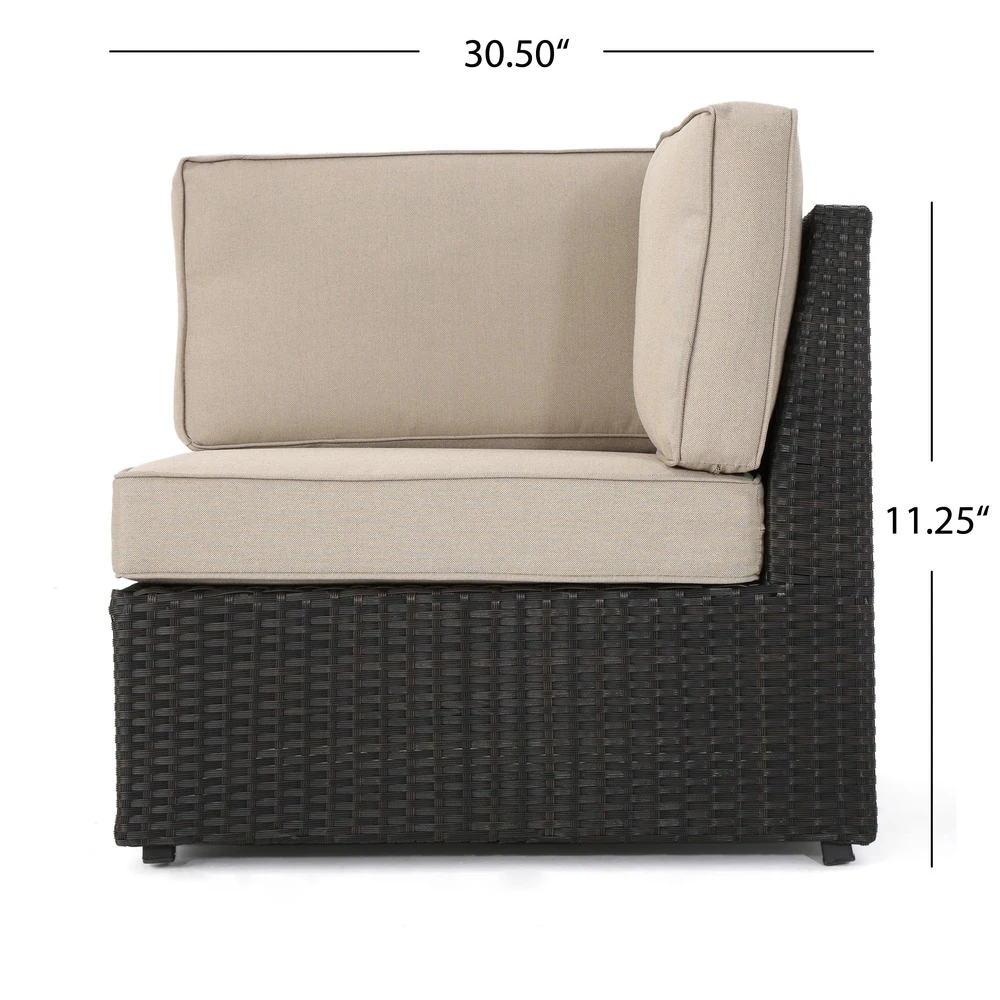 Outdoor Sectional Set PE Rattan Iron Dark Brown 8 Piece No Assembly