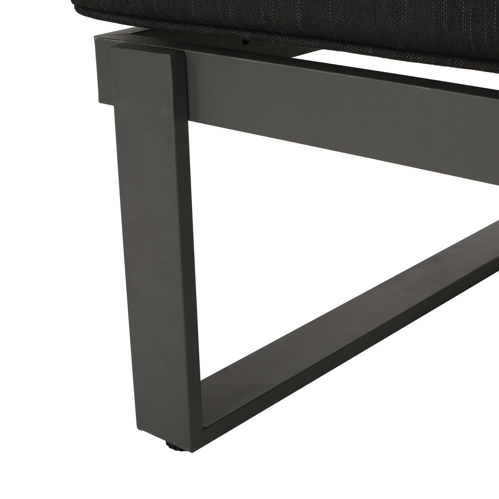 Outdoor Sectional Set Aluminum Acacia Wood Dark Gray 5 Piece Seats 5