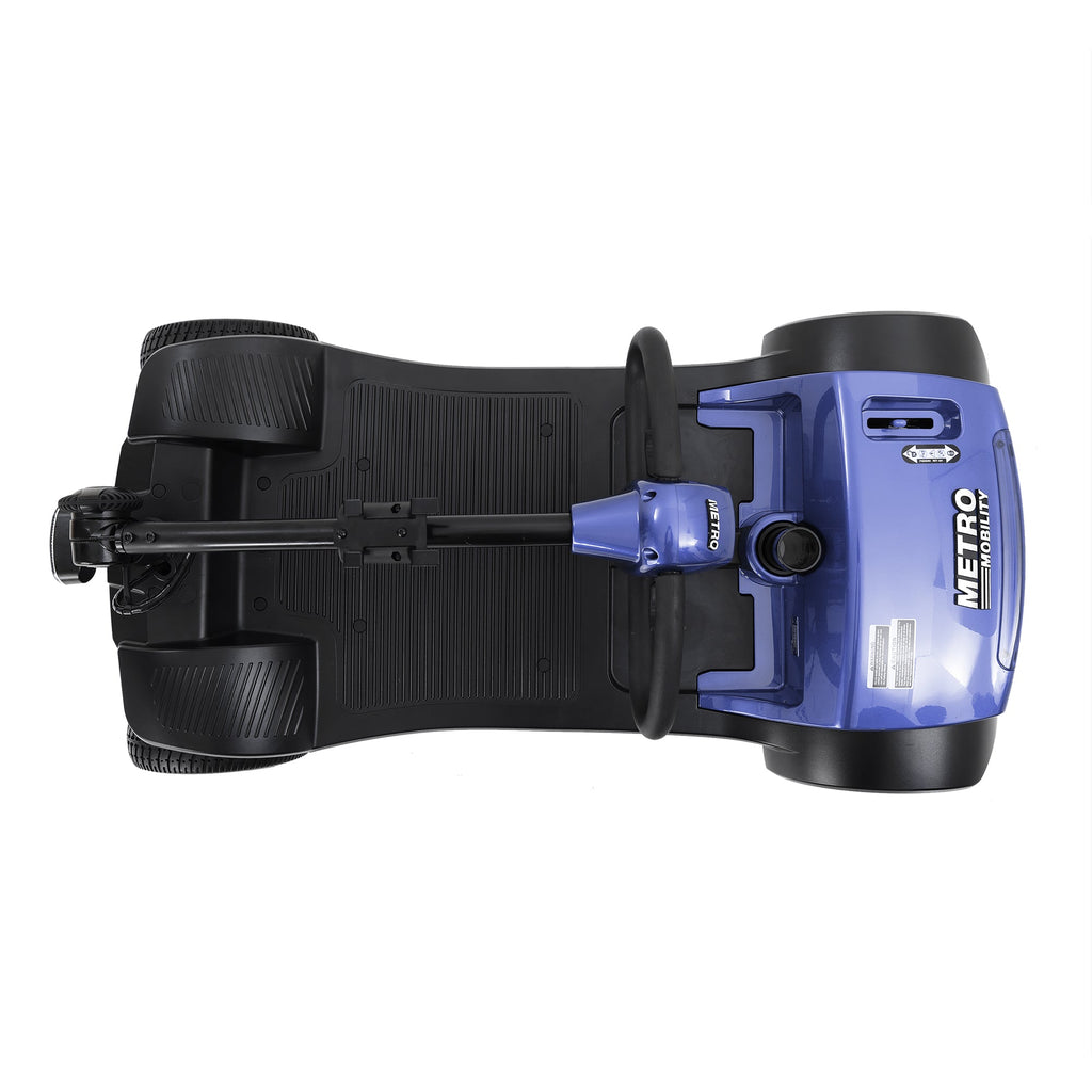 Mobility Scooter 4-Wheel Metal Blue 300 LB 10 Mile Basket Cup Holder 5 mph
