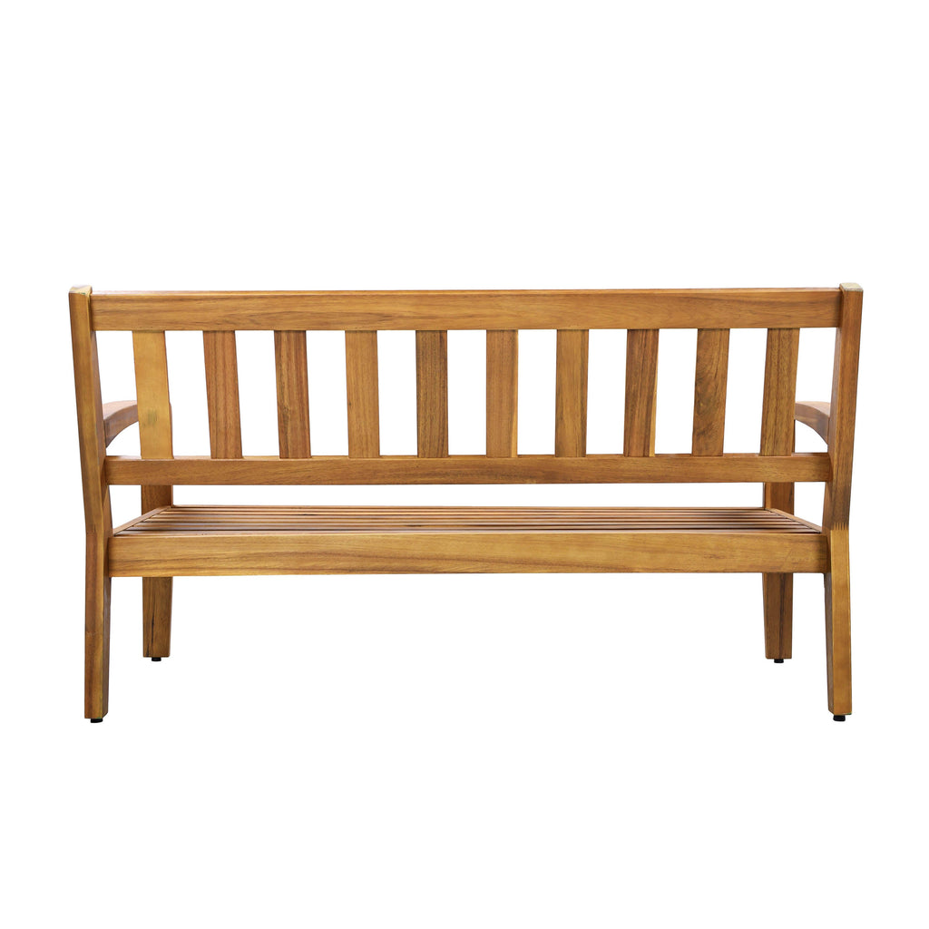 Outdoor Conversation Set Acacia Wood Teak Beige Cushion 2 Piece