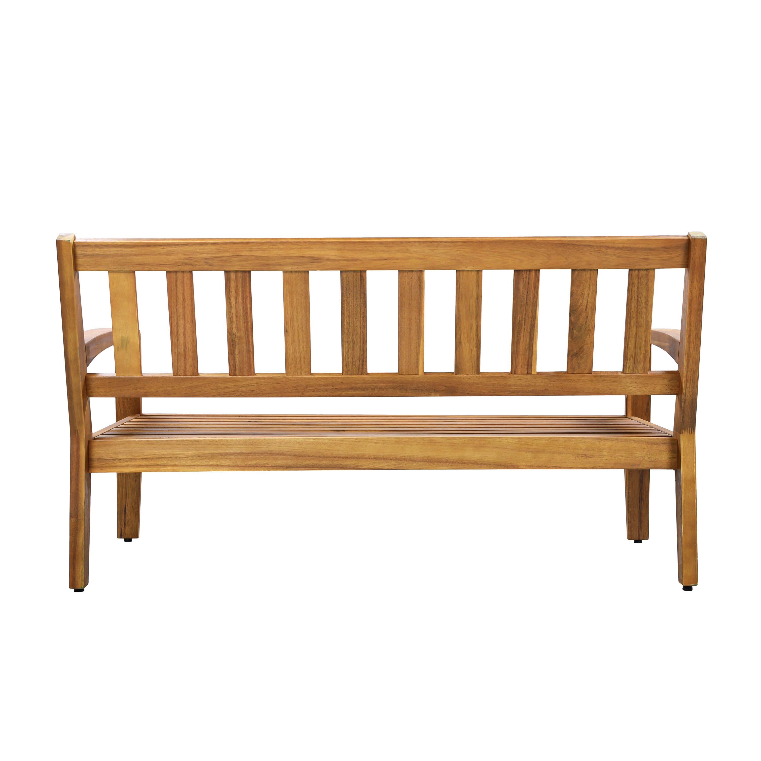 Outdoor Conversation Set Acacia Wood Teak Beige Cushion 2 Piece