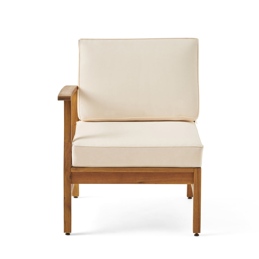 Outdoor Sectional Set Acacia Wood Cream 6 Piece Modular Seats 5