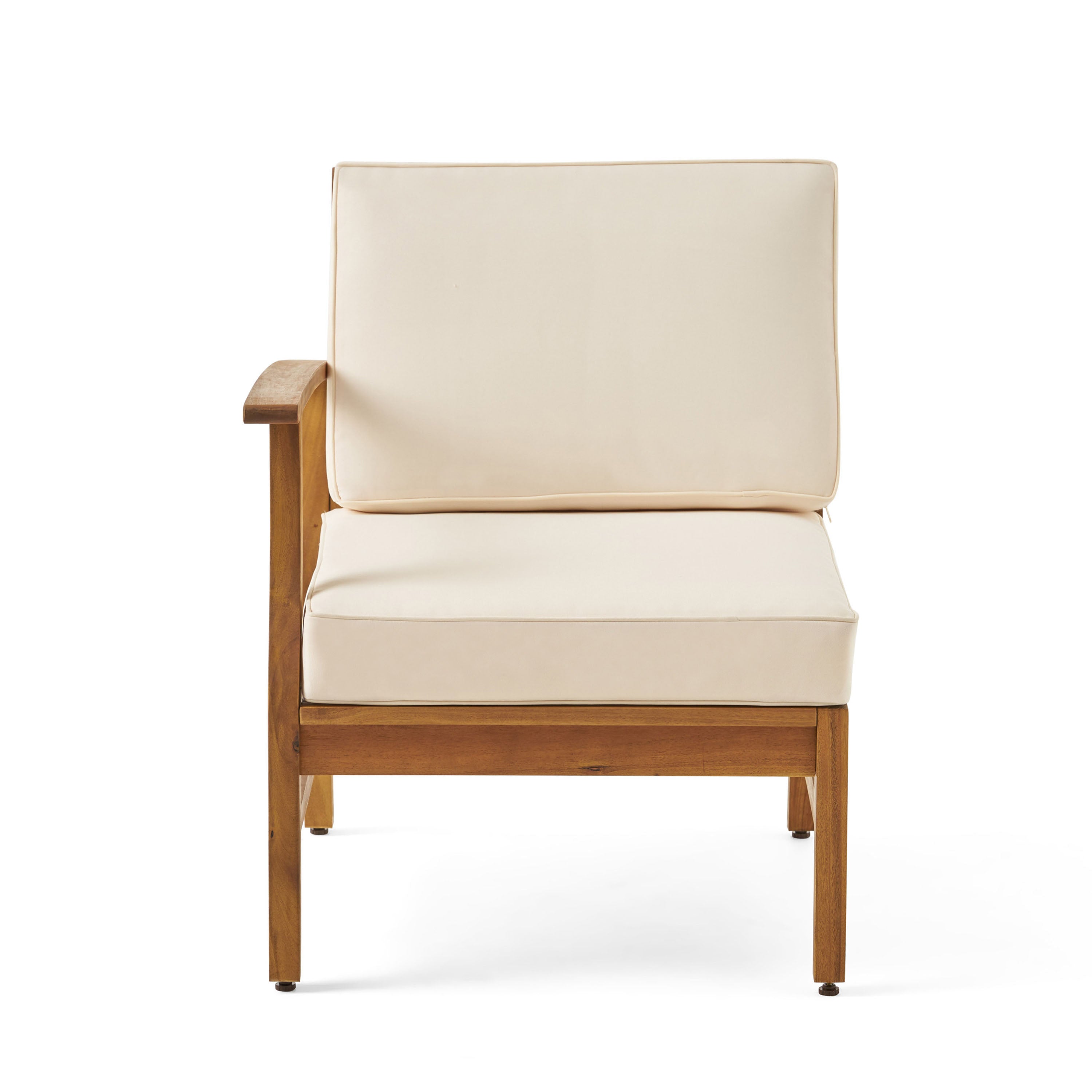 Outdoor Sectional Set Acacia Wood Cream 6 Piece Modular Seats 5