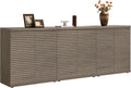 Modern Buffet Cabinet With Wave Panel Doors Large Storage