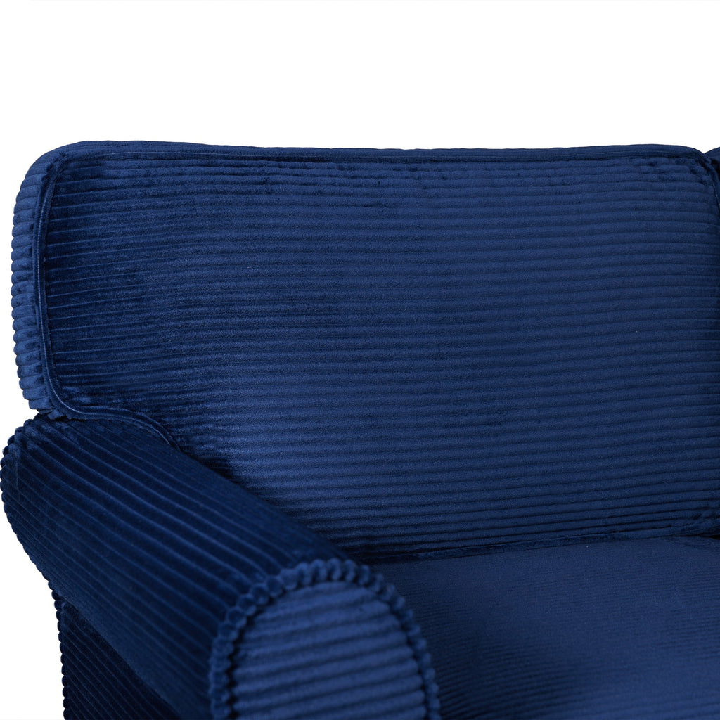 Loveseat Modern Corduroy Blue Removable Cushions Padded Arms 57 In 375 LB
