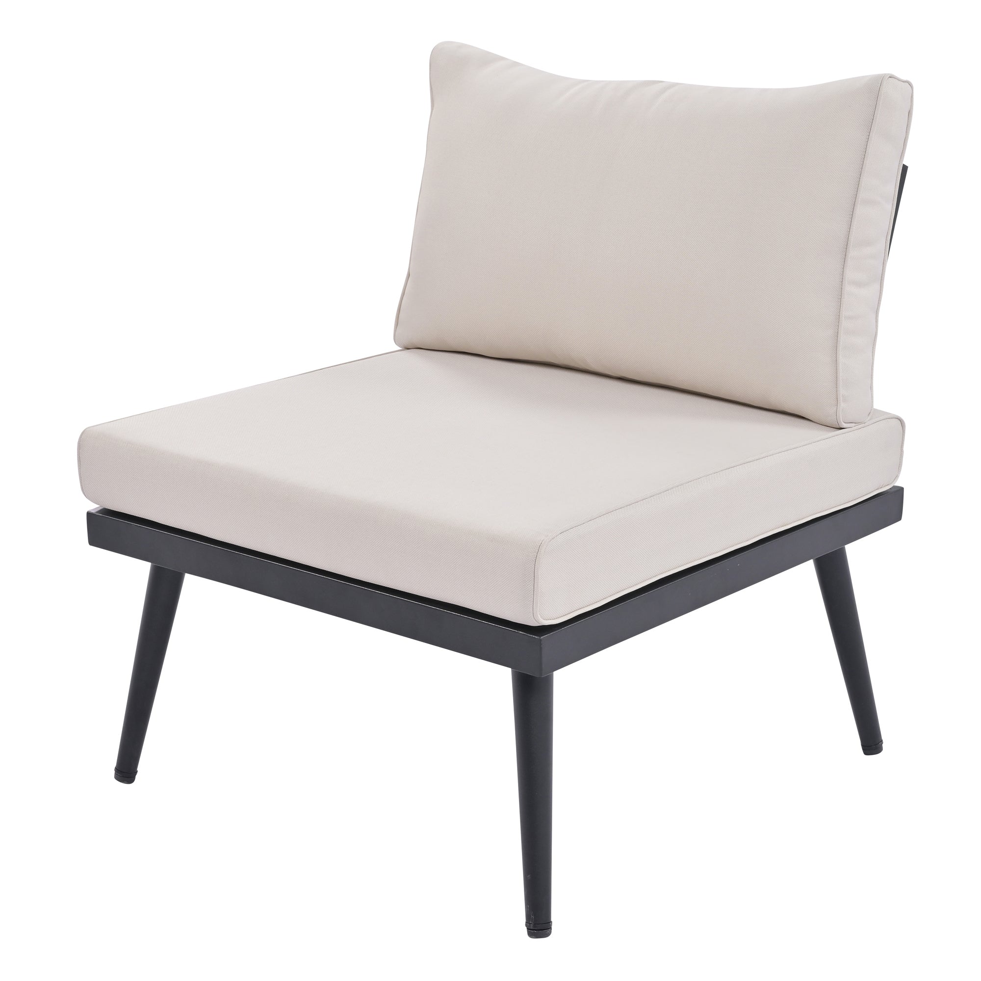 Outdoor Sectional Set Acacia Wood Steel Beige Cushion 6 Piece Seats 5