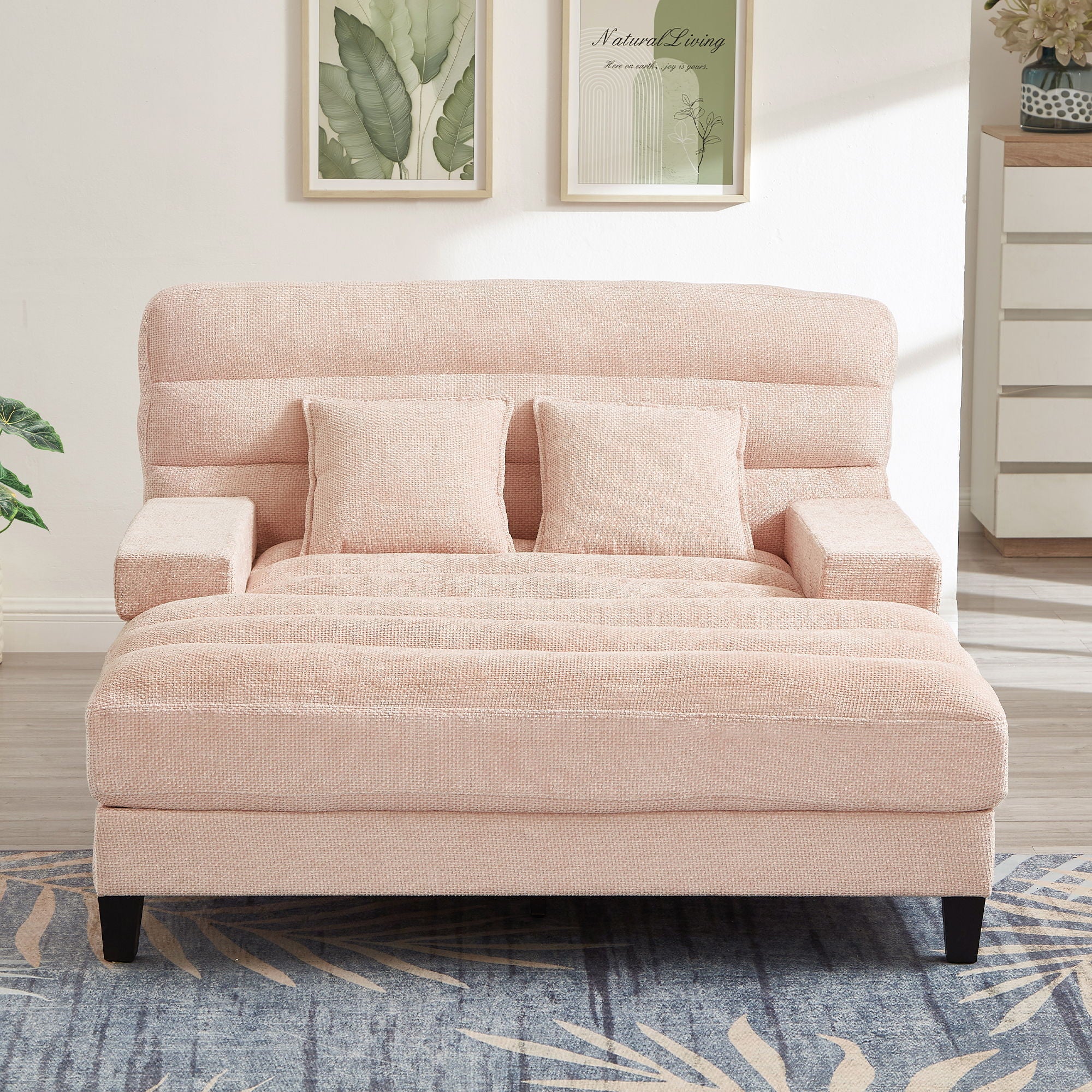 Chaise Bed Lounge Sofa Chair With Adjustable Backrest And LED Light Strip