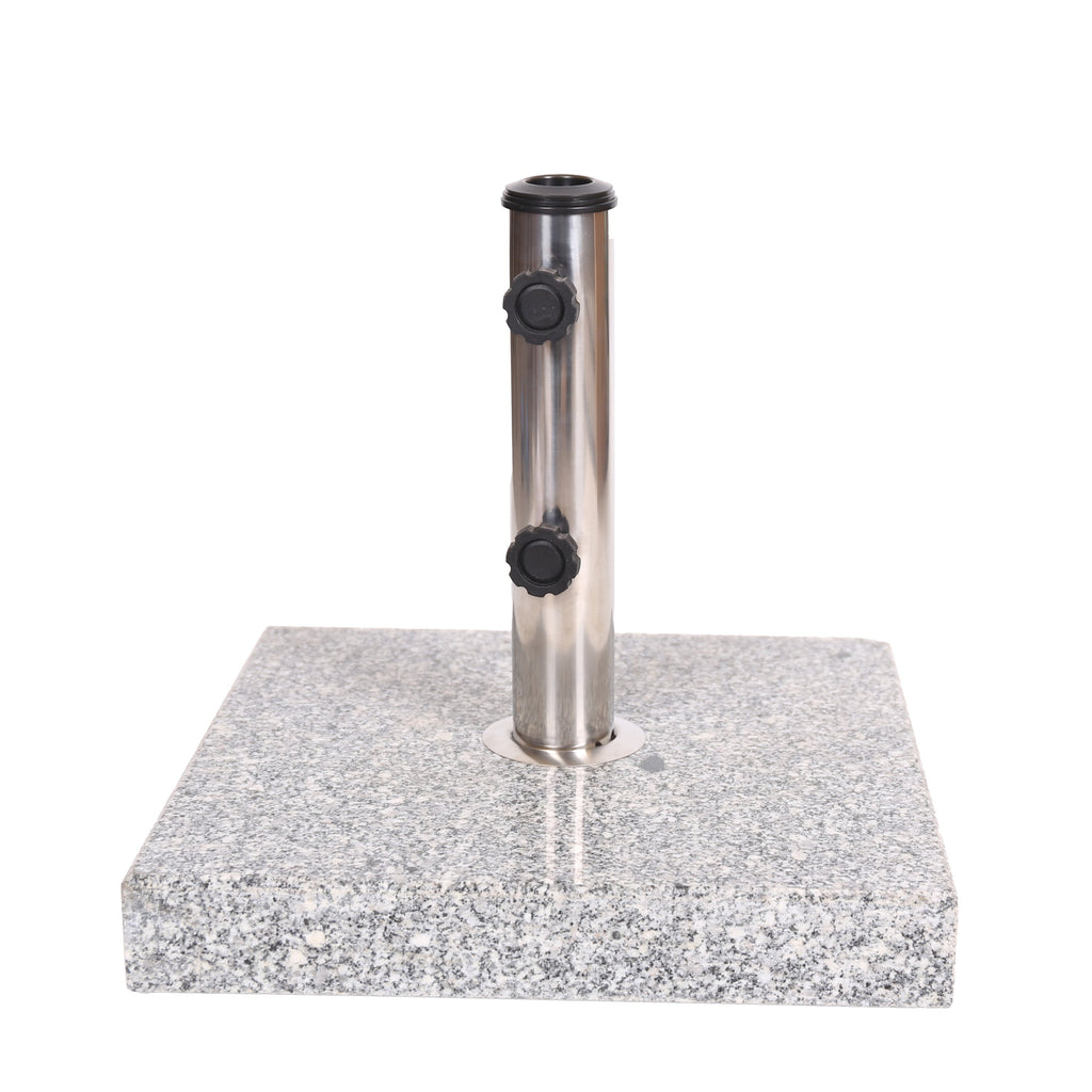 Patio Umbrella Base Square Granite Stainless Steel Gray 55 LB 15.75 In