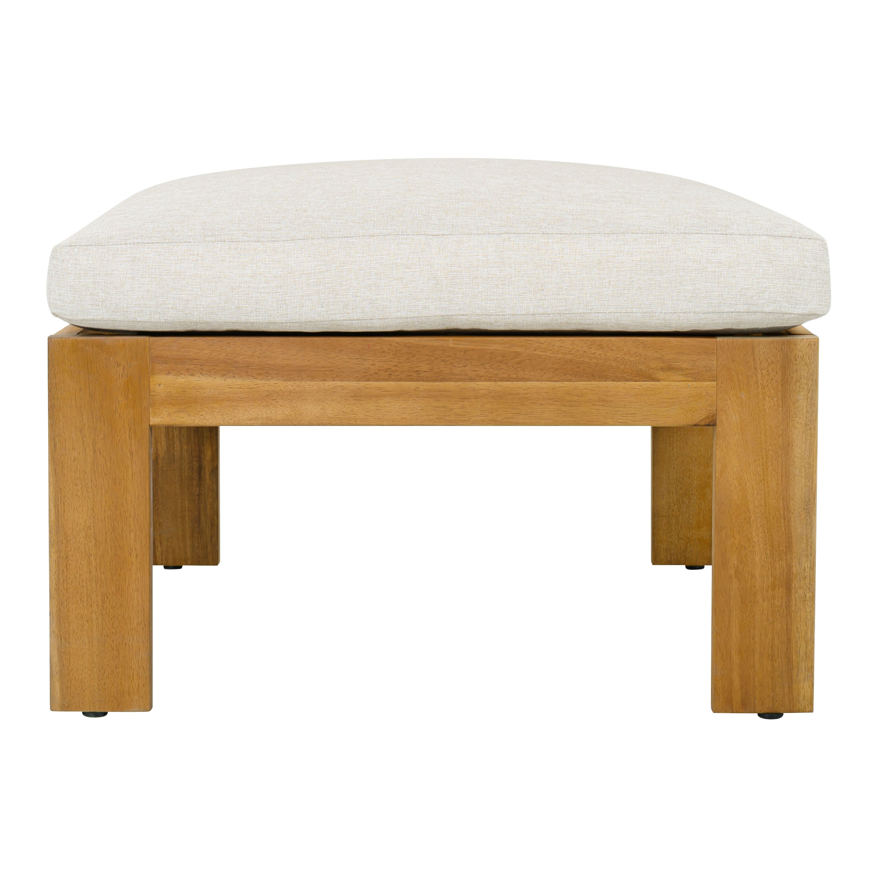 Outdoor Patio Set Acacia Wood Teak Beige Gray 3 Piece Sofa Ottoman
