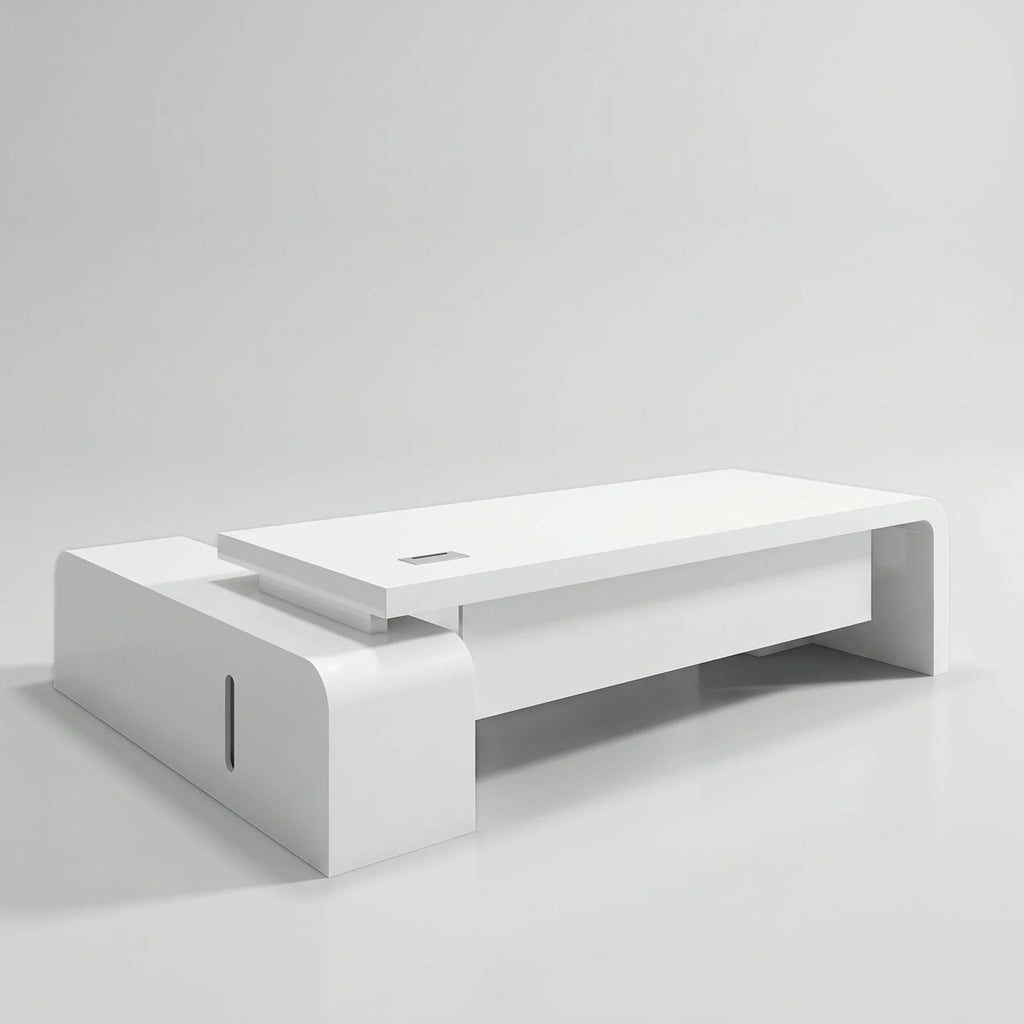 Halcyon · White L-Shaped Executive Desk
