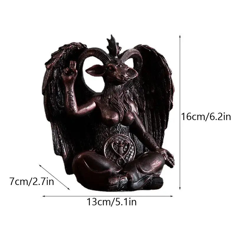 DecorBites™ Baphomet Horned Devil Statue 16cm: Satanic Goat Figurine for Home Office Decor