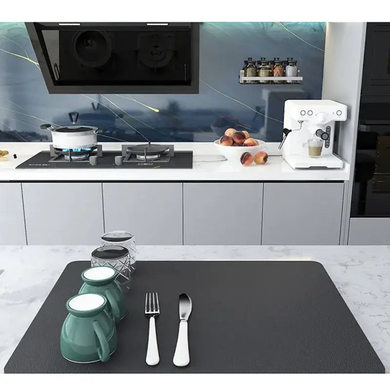 Dark gray silicone decorbites coffee mat absorbent kitchen drying mat