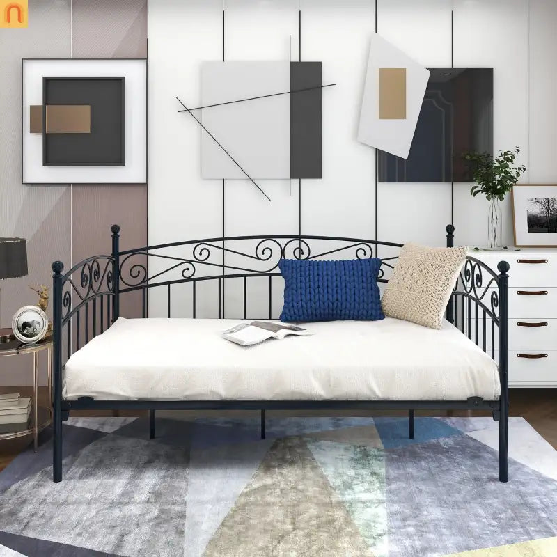 Daybed Metal Black Twin Headboard 450 lb No Box Spring 12in