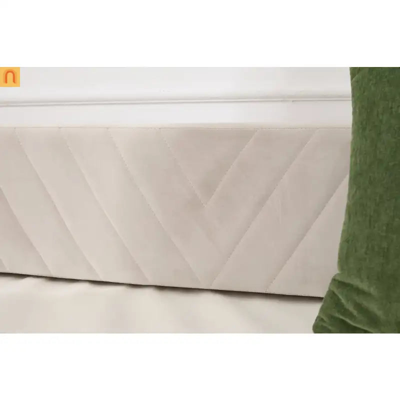 Chaise Lounge Velvet Beige Twin Trundle USB Port Side Pockets