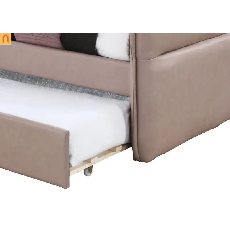 Daybed Upholstered Dusty Rose Polyester Twin Over Twin Trundle