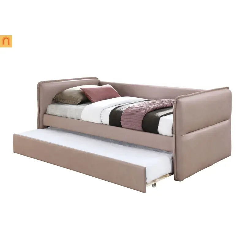 Daybed Upholstered Dusty Rose Polyester Twin Over Twin Trundle