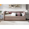 Daybed Upholstered Dusty Rose Polyester Twin Over Twin Trundle
