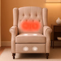 Beige Wingback Pushback Recliner With Massage Heat