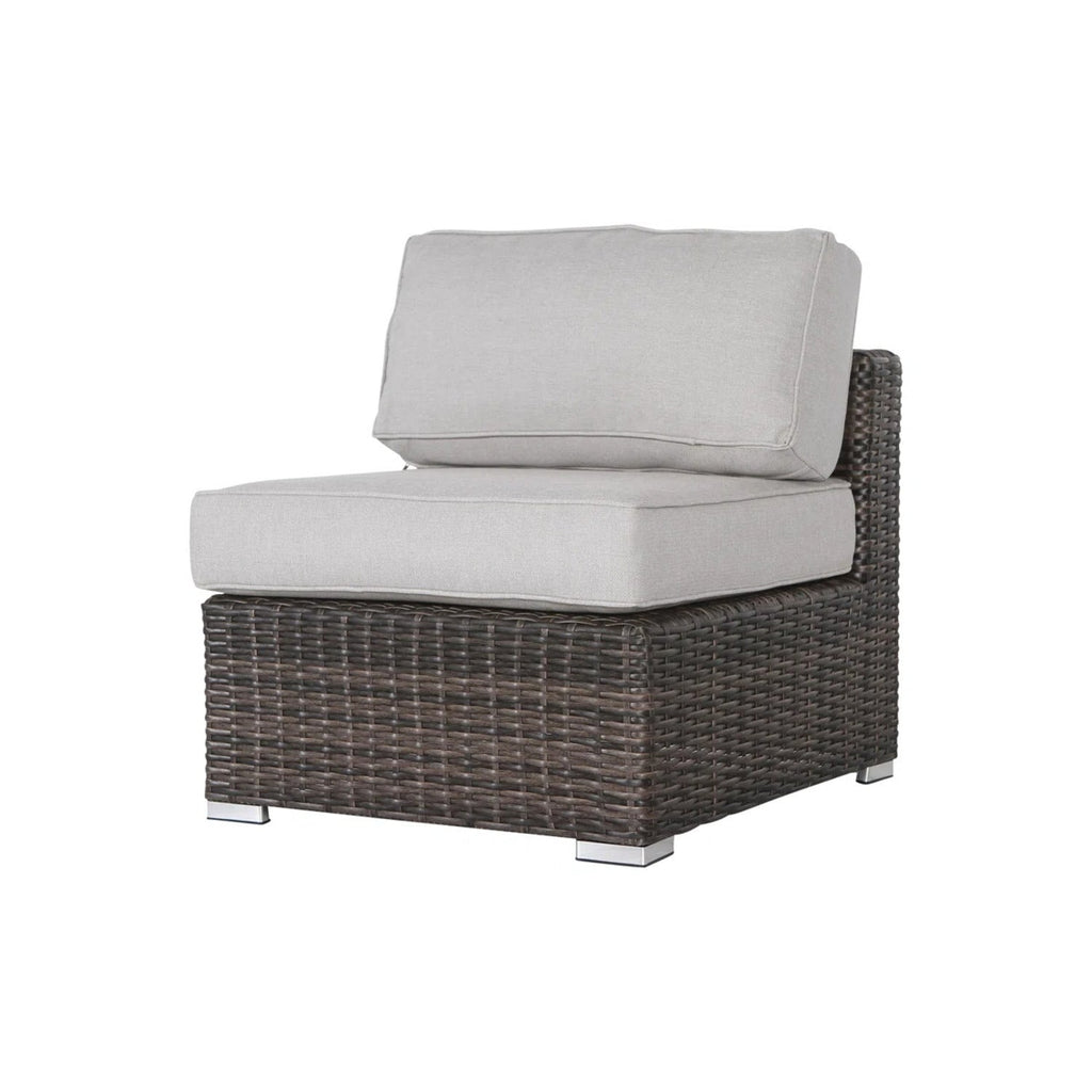 Outdoor Sofa Set HDPE Wicker Brown 3 Piece Sofa Ottoman Glass Table Seats 3