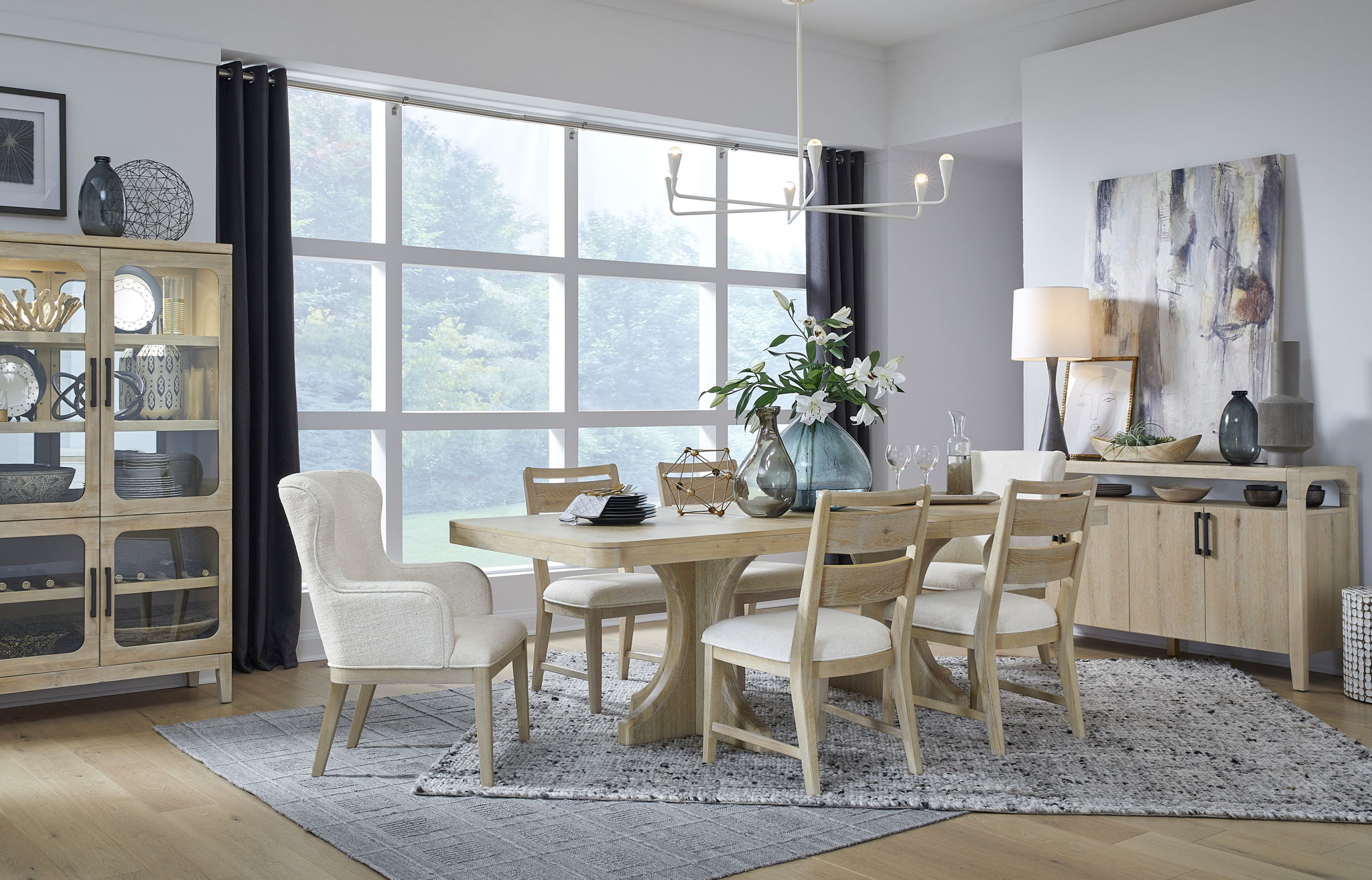 Somerset - Trestle Dining Table - Butternut and Omari Natural