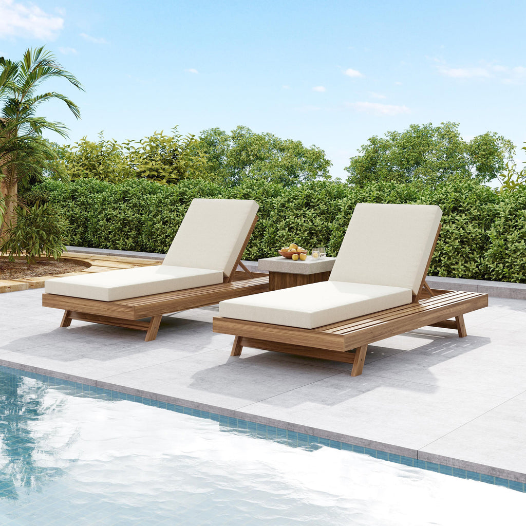 Lounge Chaise Set, Space Available On One Side, Acacia Wood In
