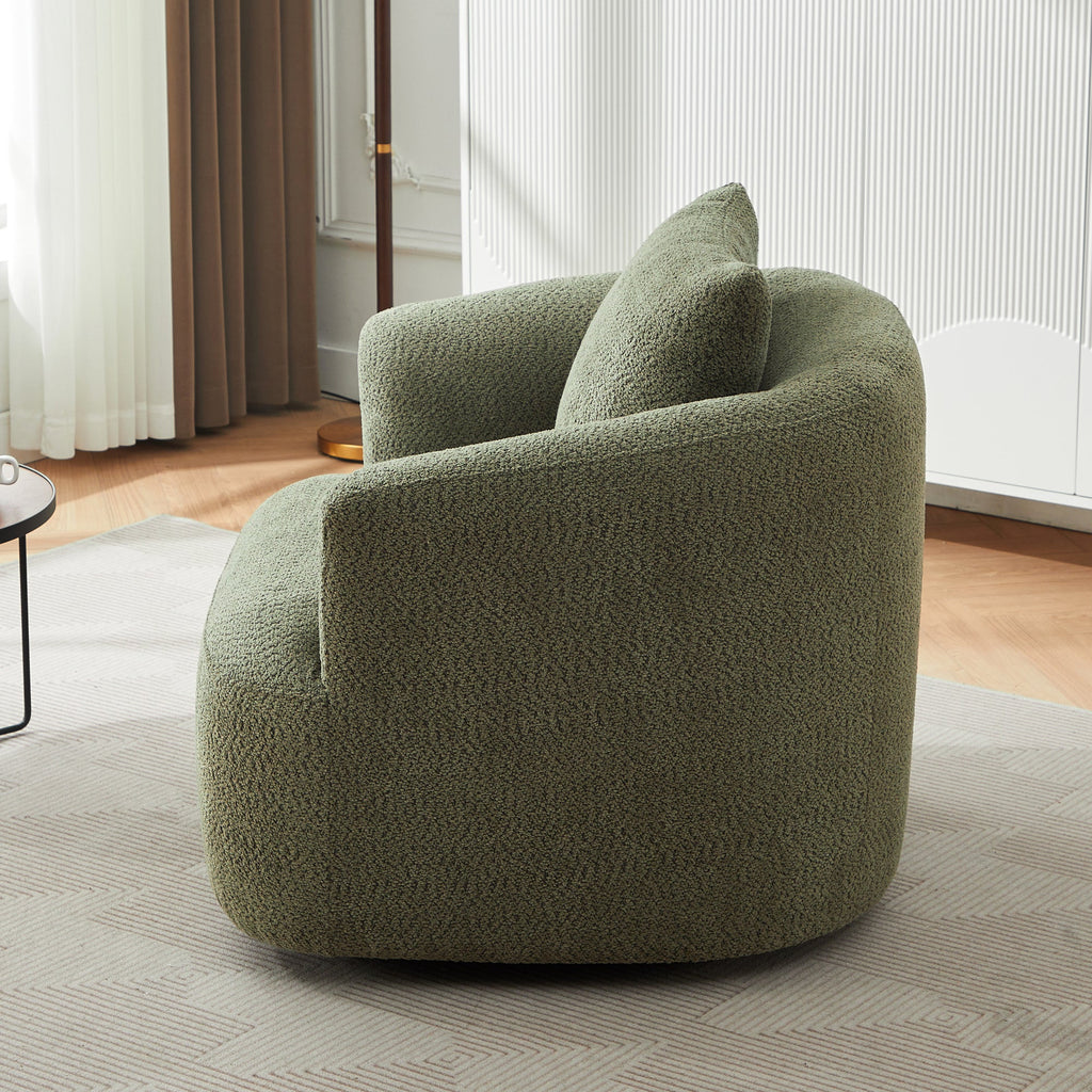 Accent Chair Swivel Barrel Chenille Green 360 Degree Pocket Spring 38 In