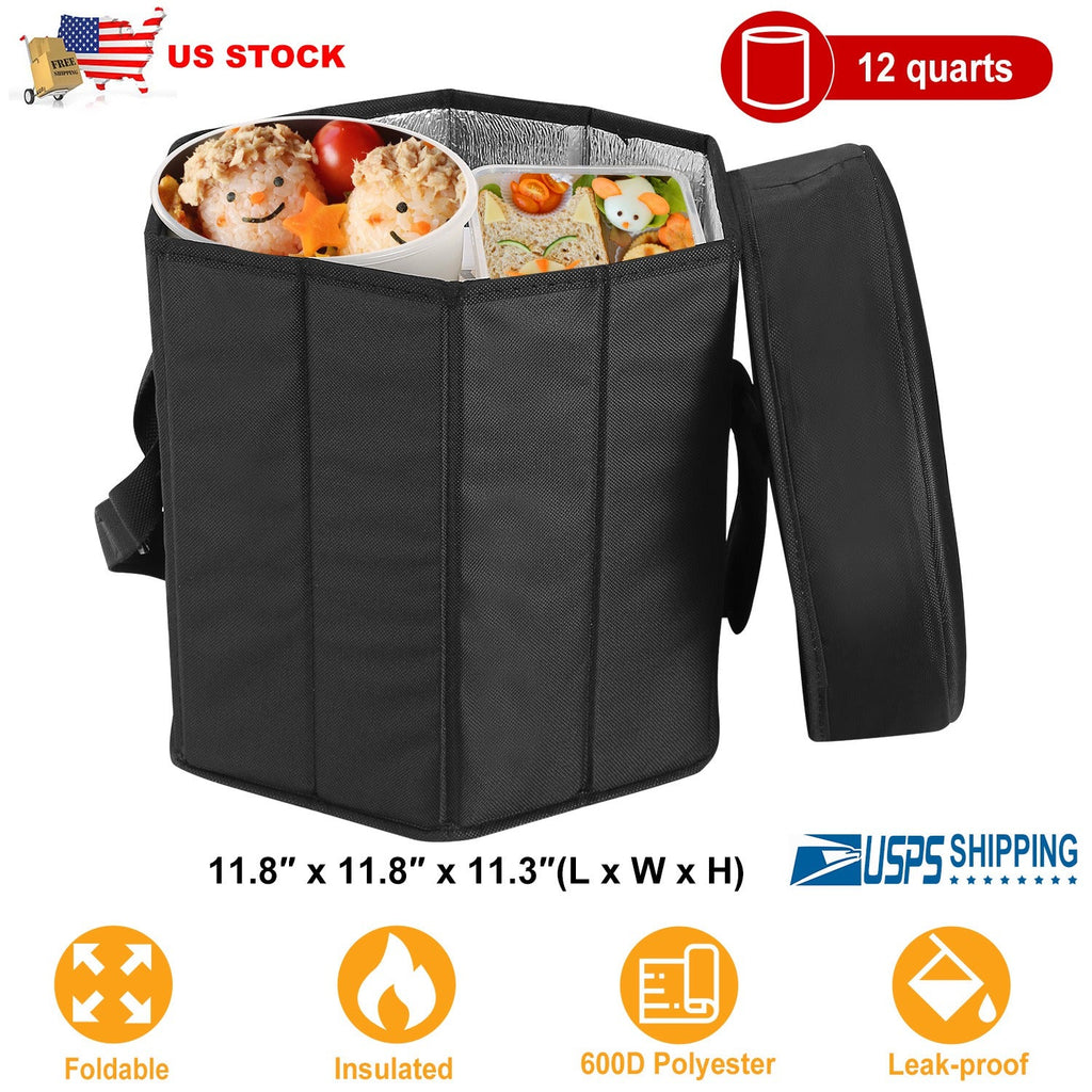 Collapsible Grocery Cooler Bag 3 Gallon Insulated Food Container Seat Combo for Camping Picnic Shopping
