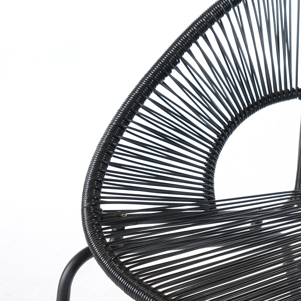 Outdoor Loveseat PE Rattan Iron Black UV Resistant No Cushion 52in
