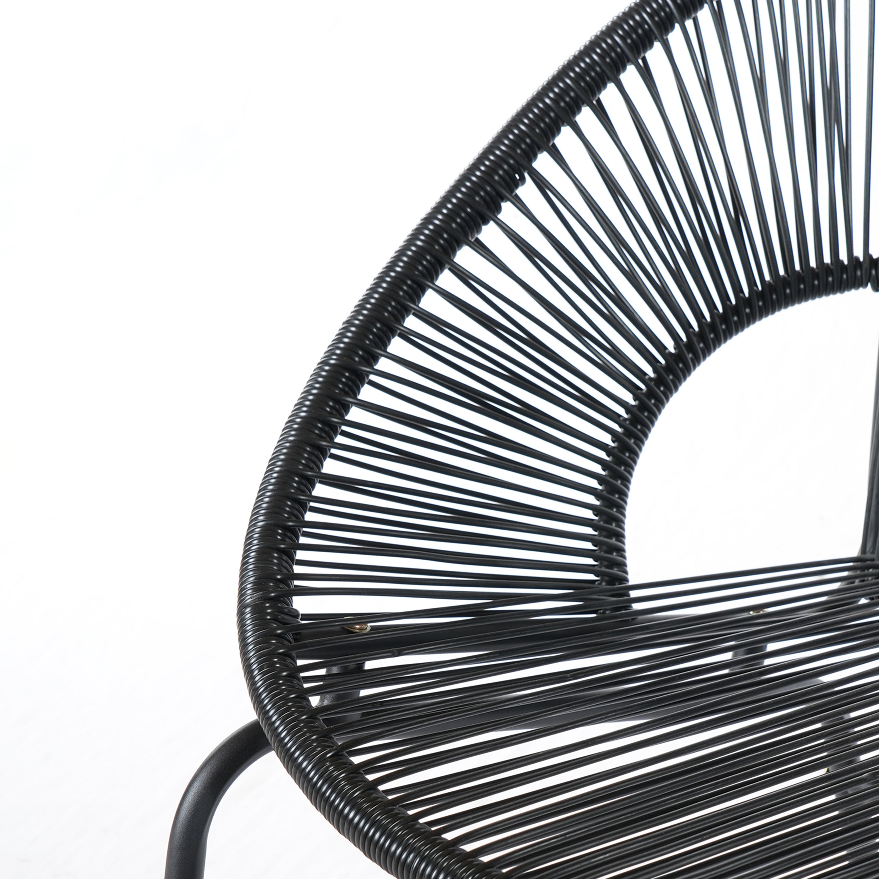 Outdoor Loveseat PE Rattan Iron Black UV Resistant No Cushion 52in