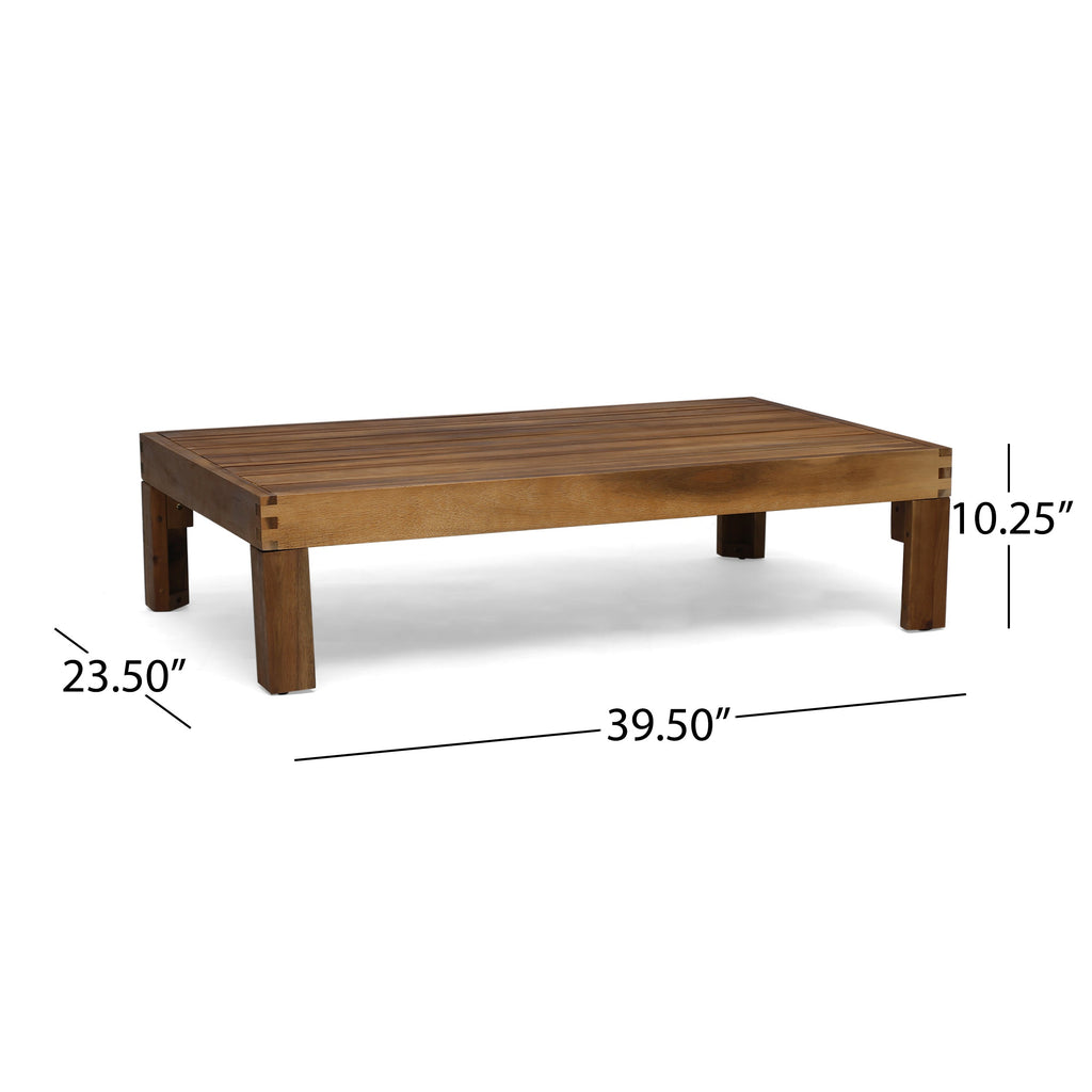 Outdoor Sectional Set Acacia Wood Teak Dark Blue Cushions 5 Piece Seats 4