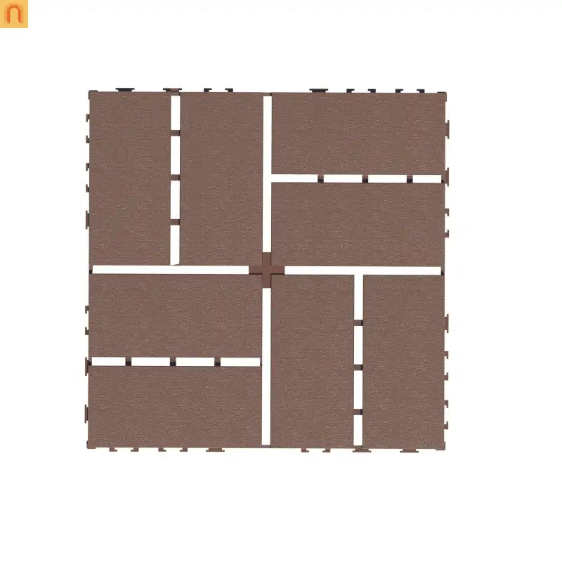 Outdoor Deck Tiles Interlocking PP Plastic Brown Checkered 12x12 in 44 Pack