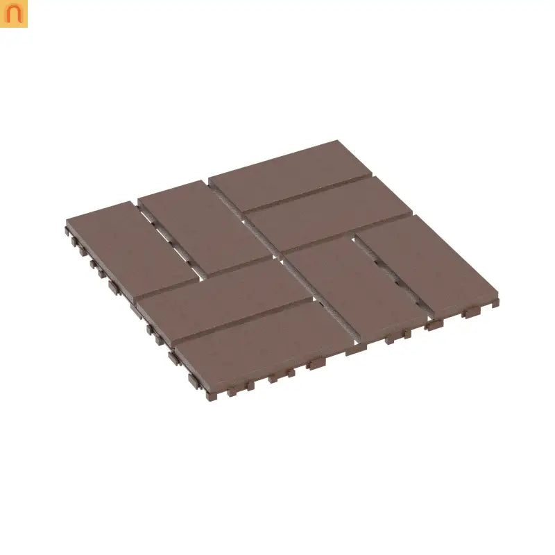 Outdoor Deck Tiles Interlocking PP Plastic Brown Checkered 12x12 in 44 Pack