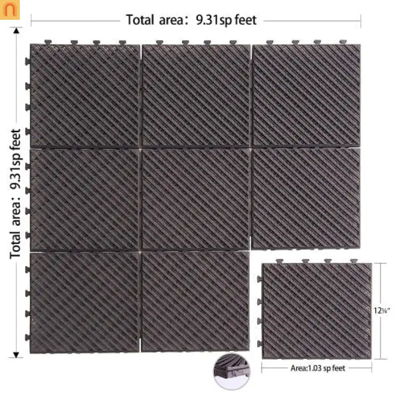 Outdoor Deck Tiles Composite Dark Brown 12x12" 44pc
